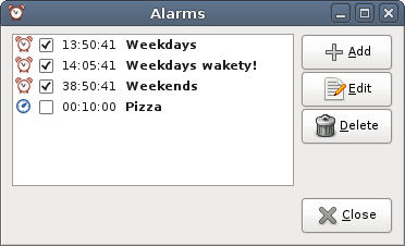 Current List Alarms dialog