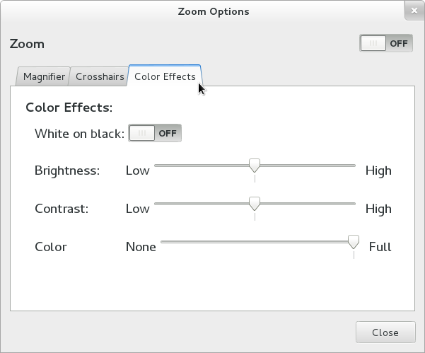Screen shot of zoom options dialog