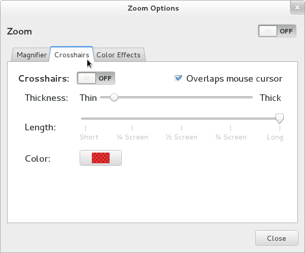 Screen shot of zoom options dialog