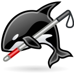 Orca logo - Orca with a white cane