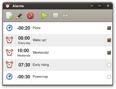 List Alarms as a window