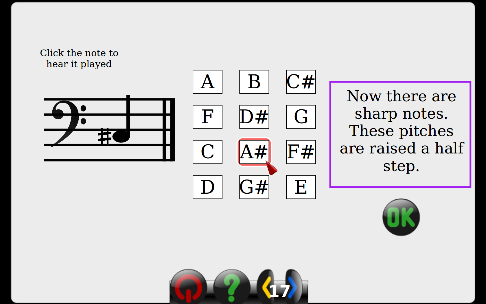 Level which tests diatonic and chromatic notes without color-coding