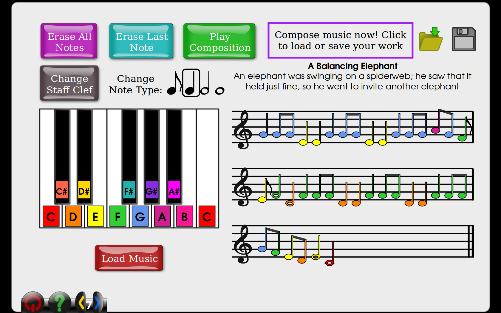 Pre-loaded Mexican melody entitled "A Balancing Elephant" contributed by Federico Mena Quintero